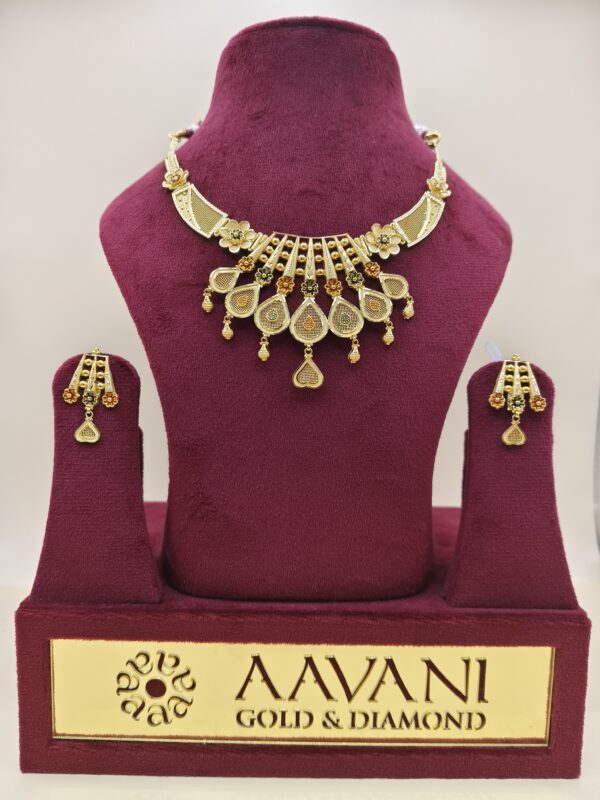 Regal Blossom Antique Gold Necklace Set