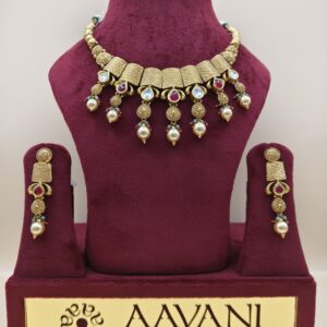 Pearl Radiance Antique Gold Necklace Set