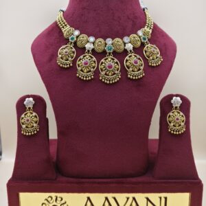 Royal Natyam Antique Gold Necklace Set