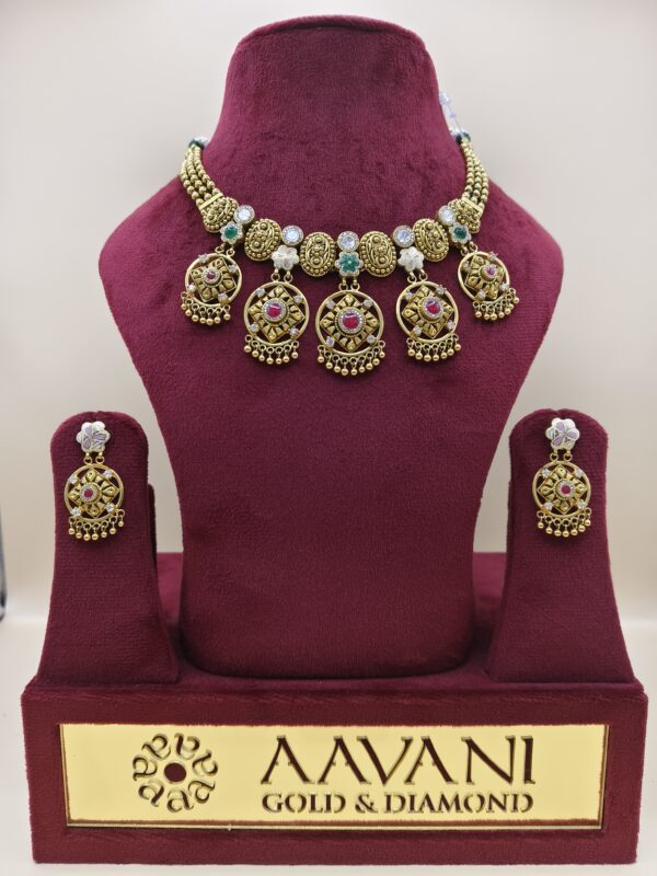 Royal Natyam Antique Gold Necklace Set