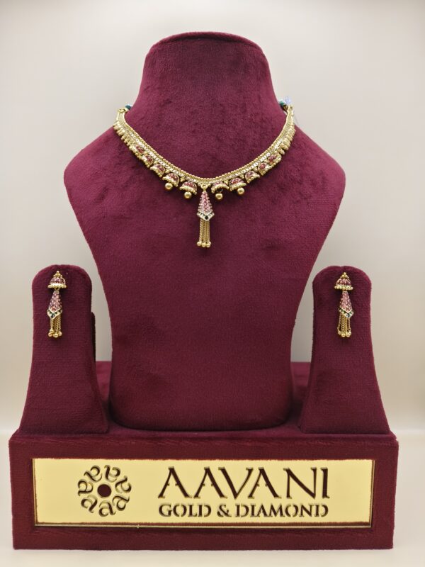 GraceLite Pink Stone Gold Necklace Set