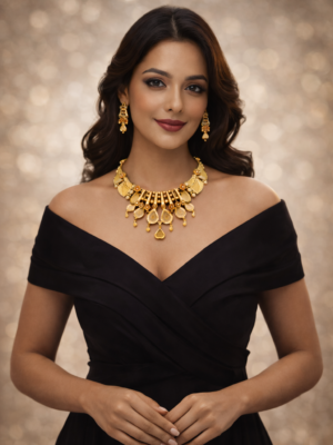 Modern Gold Fringe Necklace Set