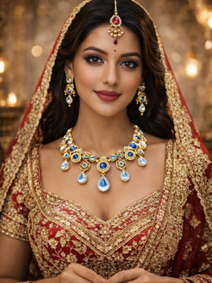 Royal Blue Stone Bridal Necklace Set