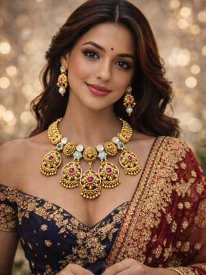 Traditional Gold Pendant Necklace Set