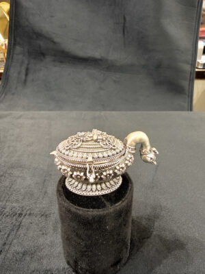 Regal Craft: Ornate Silver Peacock Trinket Box