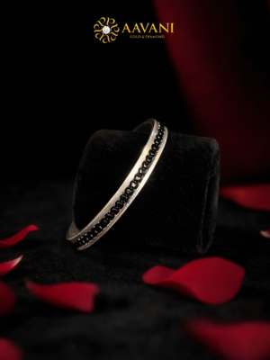 Midnight Spark: Aavani Gold & Diamond Designer Bangle