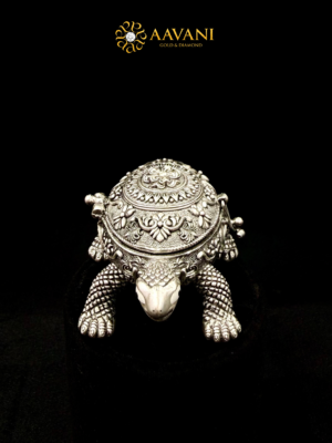 Timeless Grace: Aavani Ornate Silver Turtle Artifact